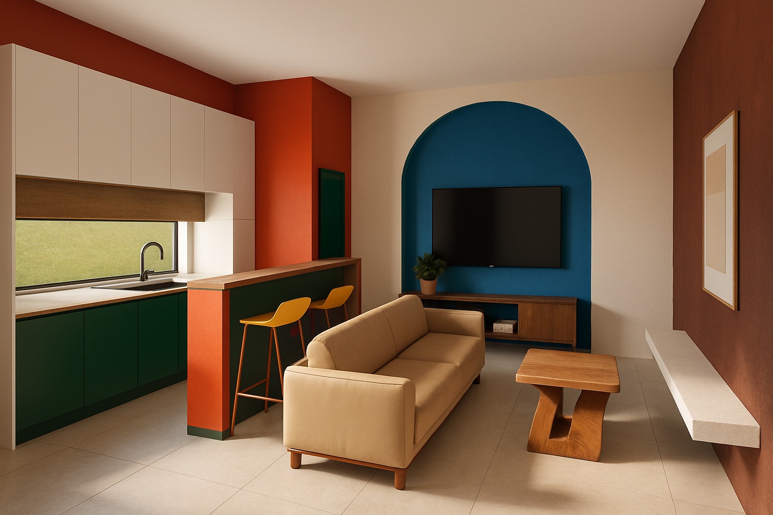 Izvedbeno rješenje kuće u Bauhaus stilu. Volite boje u interijeru?
